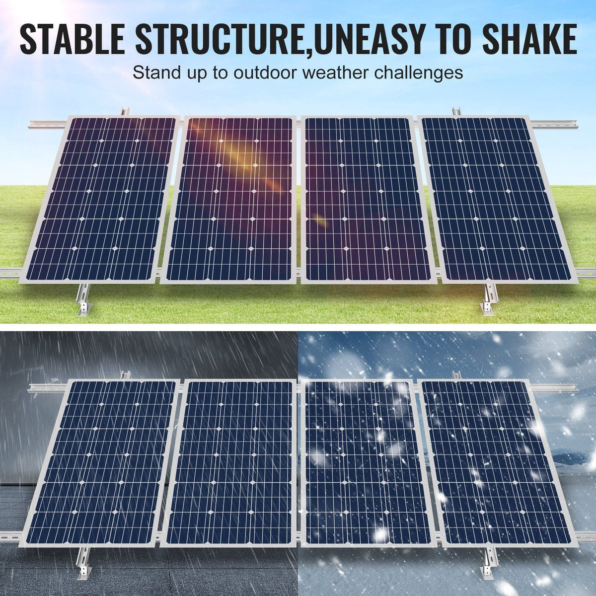 Solar Panel Mounting Brackets, 30°-60° Adjustable Multi-Pieces Solar Panel Brackets for 1-4PCS Solar Panels, Carbon Steel Ground Mount Solar Panel Stand for Farms, RVs, Boats, Off-Grid System