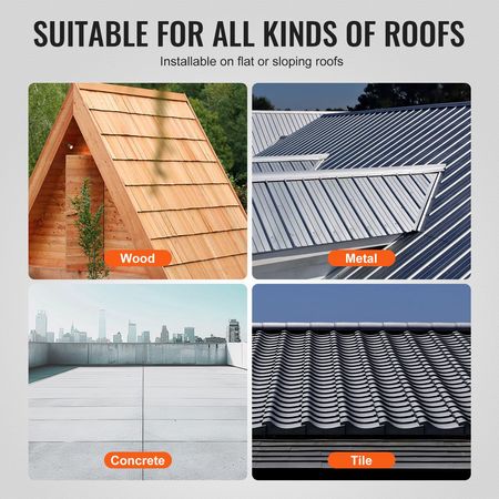 Solar Panel Mounting Brackets, Solar Panel Mount Kit with 4 x 30" Aluminum Rails, 4 End Clamps and 2 Mild Clamps, Solar Panel Mount Brackets for Metal Roof, Concrete Roof, Wood Roof, Tile Roof