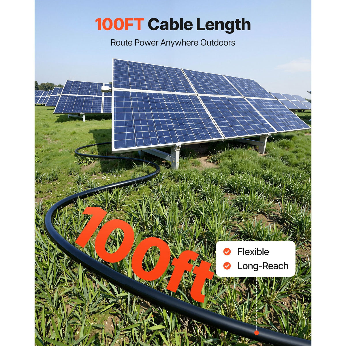 Solar Panel Wire, 100 ft Black + 100 ft Red Kit, 10 AWG (6 mm²) Solar Panel Extension Cable, PV Tinned Copper Wire, for Outdoor Home Off-Grid Photovoltaic Systems Automotive RV Boat Marine, IP67