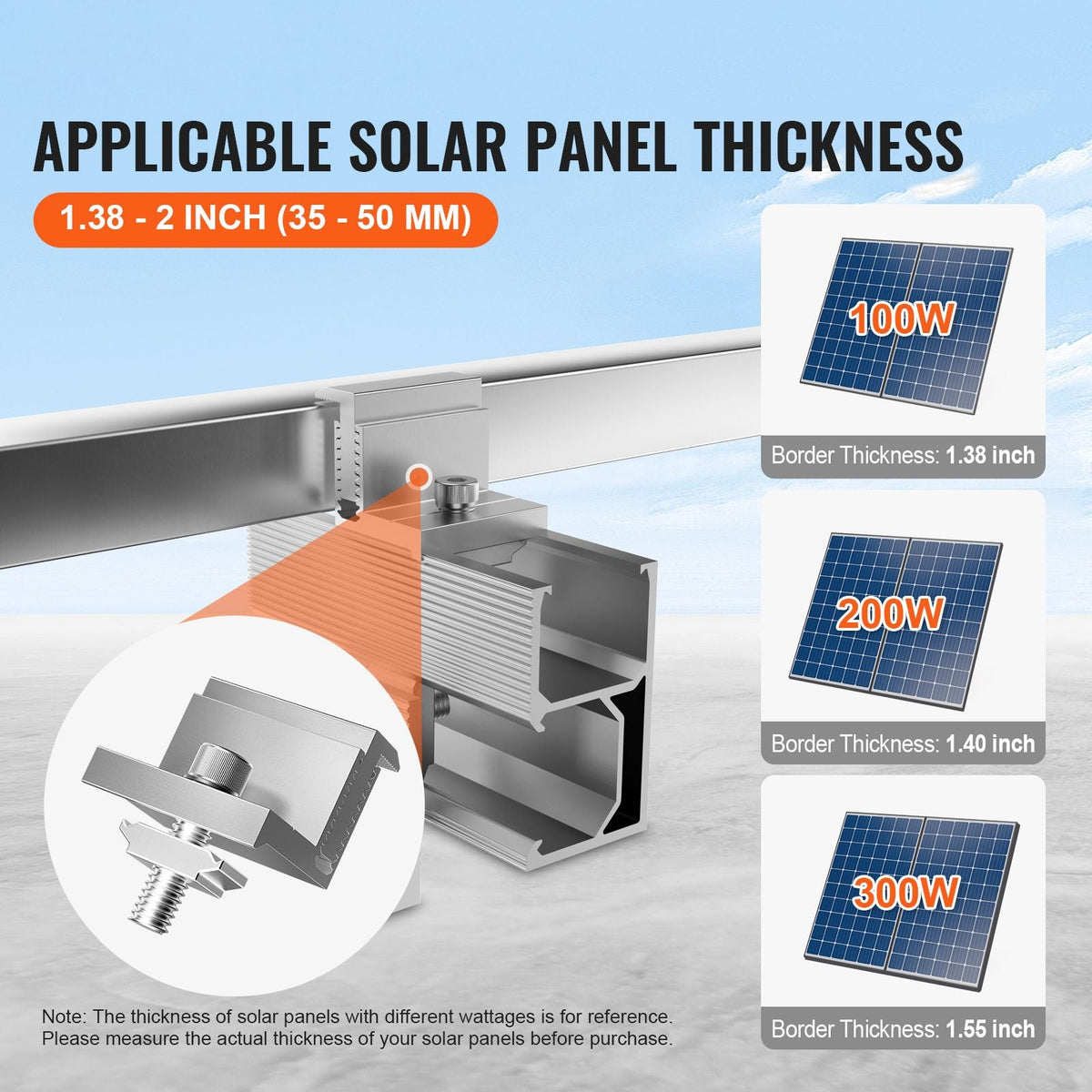 Solar Panel Z Mounting Brackets, 35-50mm Adjustable Solar Panel End Clamps, Lightweight Anodized Aluminum Solar Panel Mount Z Brackets for RVs, Campers, Boats, Walls, Roof (40 PCS)