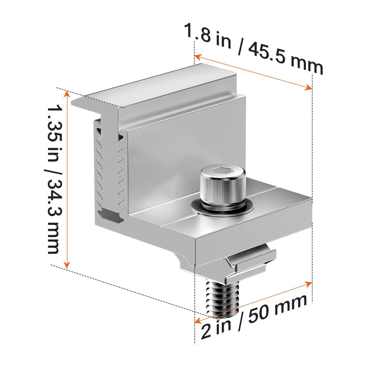 Solar Panel Z Mounting Brackets, 35-50mm Adjustable Solar Panel End Clamps, Lightweight Anodized Aluminum Solar Panel Mount Z Brackets for RVs, Campers, Boats, Walls, Roof (40 PCS)