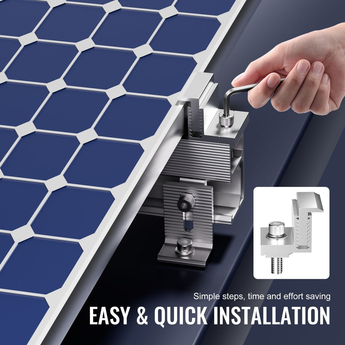 Solar Panel Z Mounting Brackets, 35-50mm Adjustable Solar Panel End Clamps, Lightweight Anodized Aluminum Solar Panel Mount Z Brackets for RVs, Campers, Boats, Walls, Roof (40 PCS)