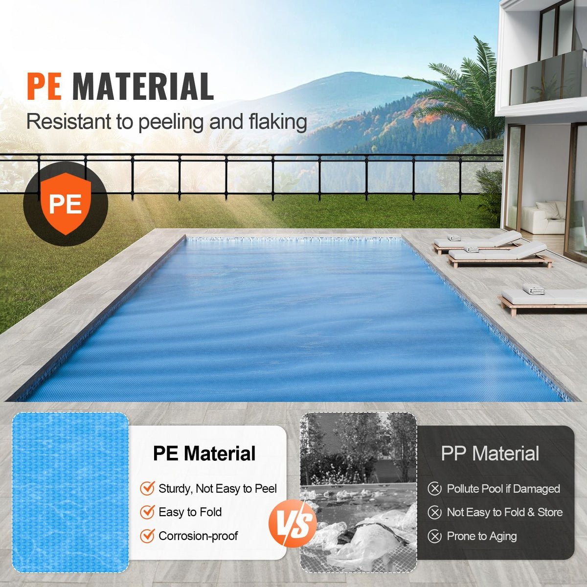 Solar Pool Cover, 24 x 12 ft Rectangle Solar Blanket for Pools, Inground Above Ground Swimming Pool Solar Cover, 8 mil Solar Covers Blue