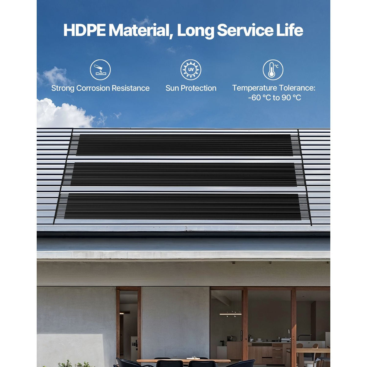 Solar Pool Heater, 4 x 24 ft HDPE Pool Heating System - Durable & Weather-Proof, with Complete Accessories, Universal Solar Pool Panel–Raises Water Temperature, for Aboveground & Inground Pool