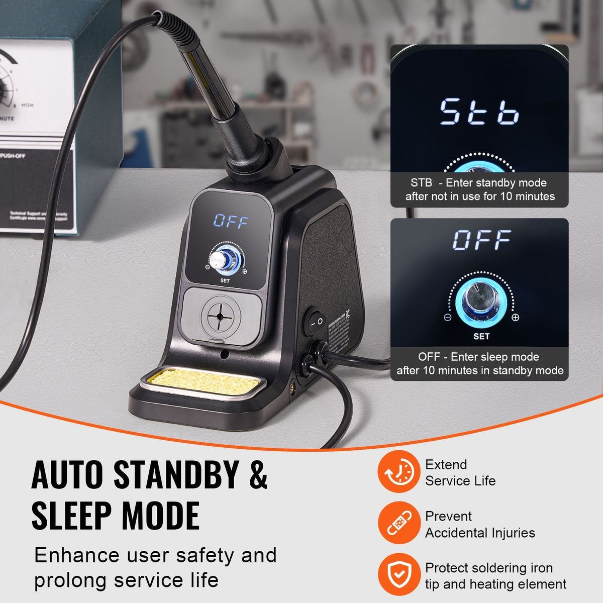 Soldering Iron Station, 80W Digital Display Soldering Station Kit with 2 Helping Hands, 5 Soldering Tips, 30g Solder Wire, Solder Sucker, Tweezer, Auto Standby & Sleep Mode, C/F Conversion
