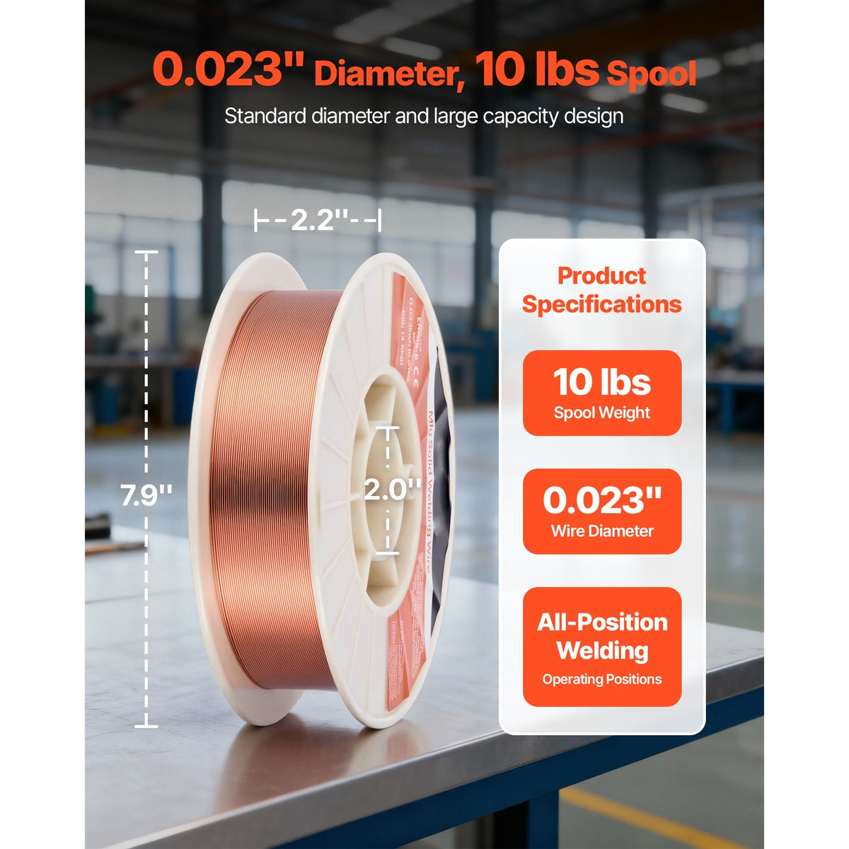 Solid MIG Welding Wire, ER70S-6 0.023-inch 10 LBS, Low Spatter Mild Steel Welding Wire with High Deoxidizers for All-Position Gas Shielded Welding