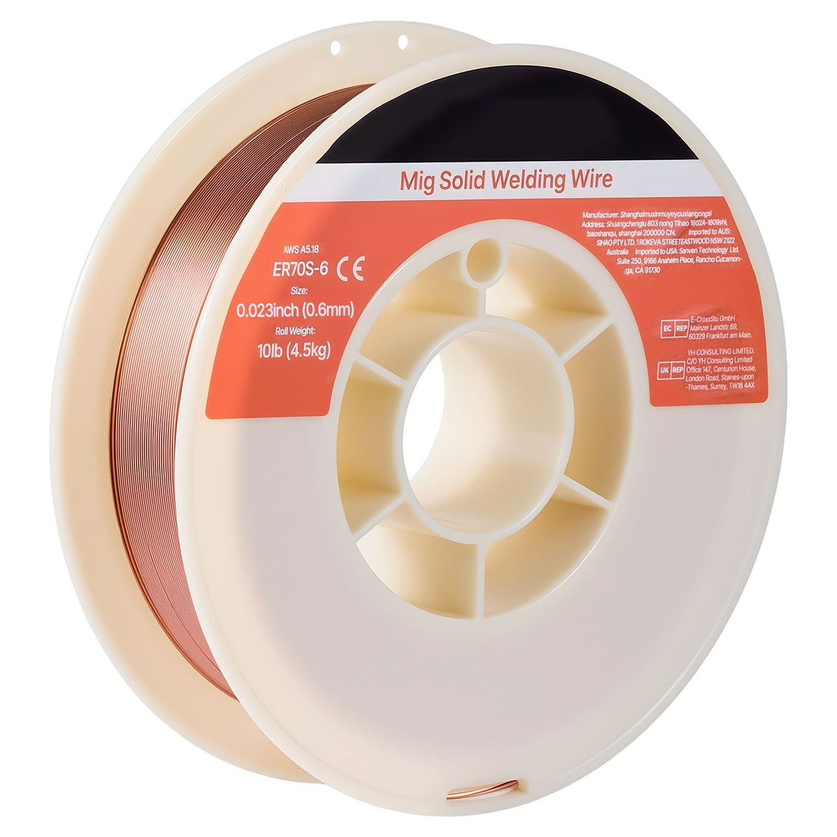 Solid MIG Welding Wire, ER70S-6 0.023-inch 10 LBS, Low Spatter Mild Steel Welding Wire with High Deoxidizers for All-Position Gas Shielded Welding