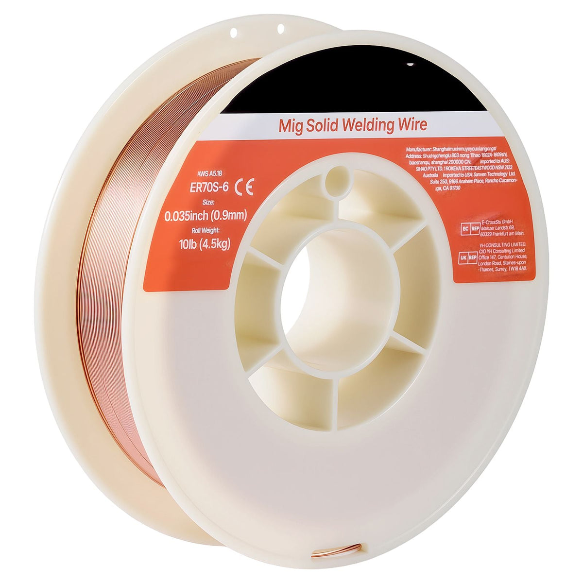 Solid MIG Welding Wire, ER70S-6 0.035-inch 10 LBS, Low Spatter Mild Steel Welding Wire with High Deoxidizers for All-Position Gas Shielded Welding
