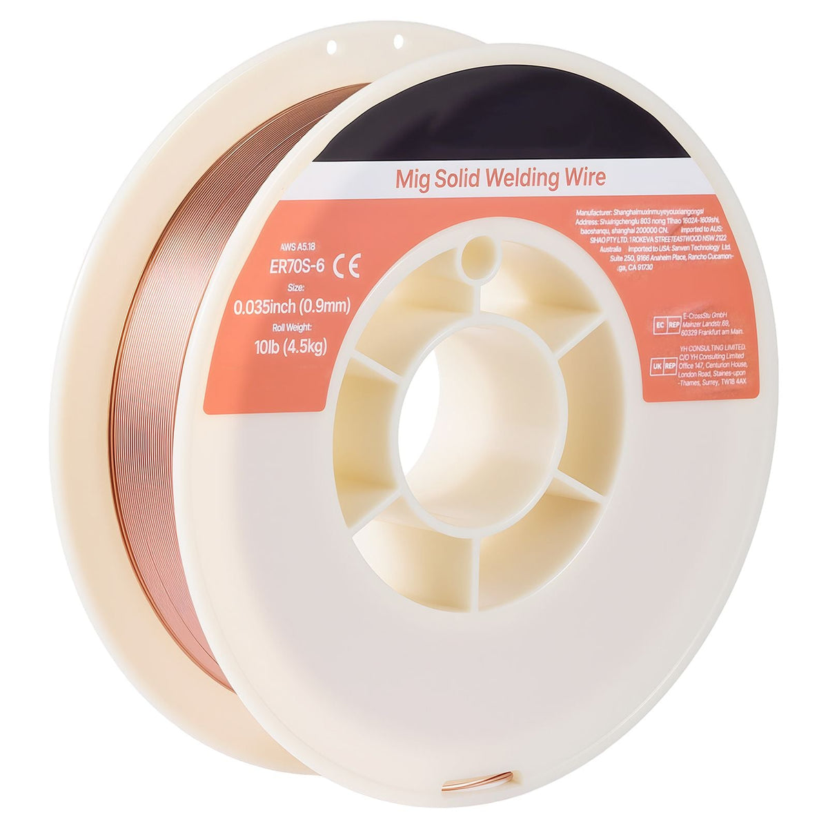 Solid MIG Welding Wire, ER70S-6 0.035-inch 10 LBS, Low Spatter Mild Steel Welding Wire with High Deoxidizers for All-Position Gas Shielded Welding