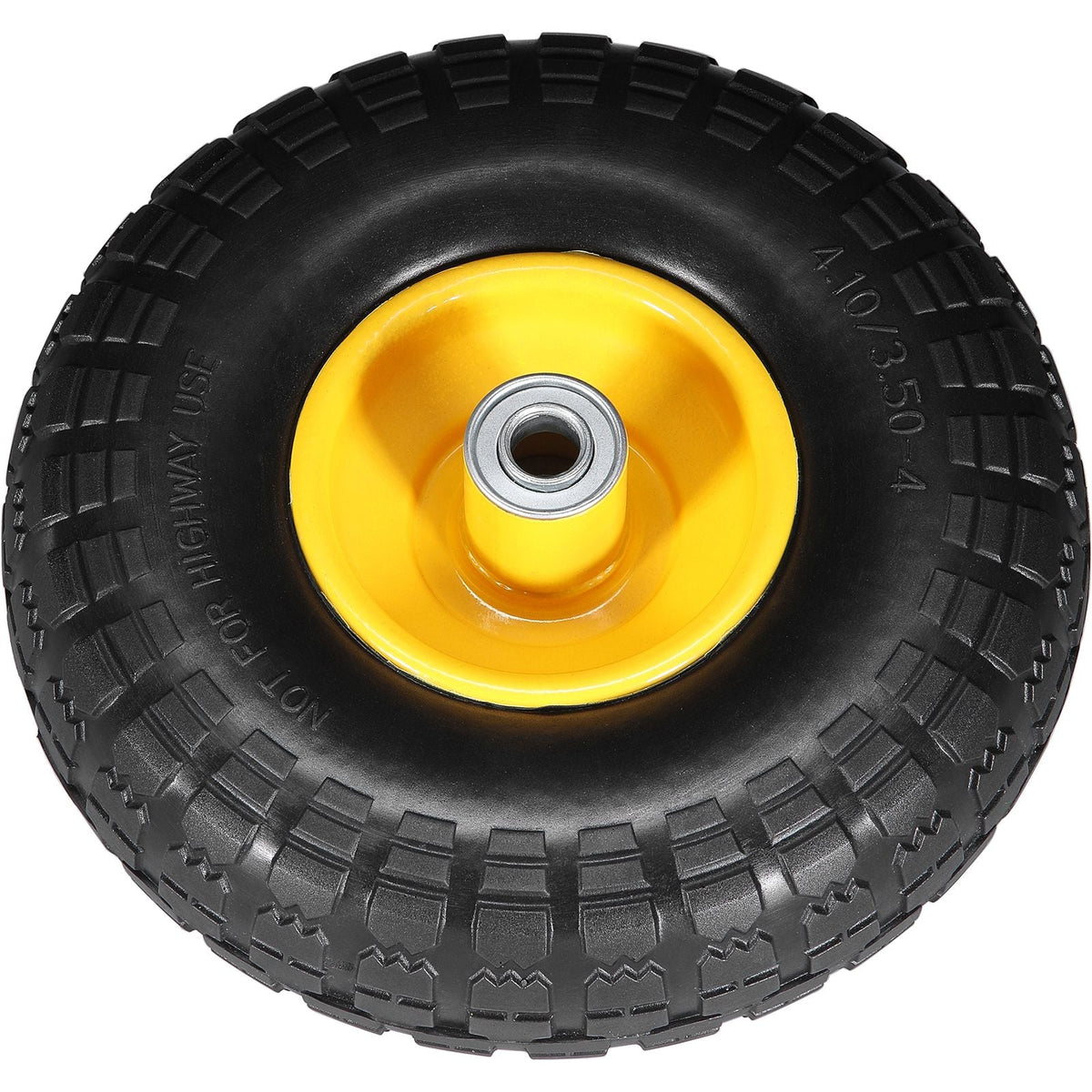 Solid PU Run-Flat Tire Wheel, 10", 2-Pack, 400 lbs Dynamic Load, 450 lbs Static Load, Flat Free Tubeless Tires and Wheels for Hand Truck, Utility Cart, Dollies, Garden Trailers, Various Carts