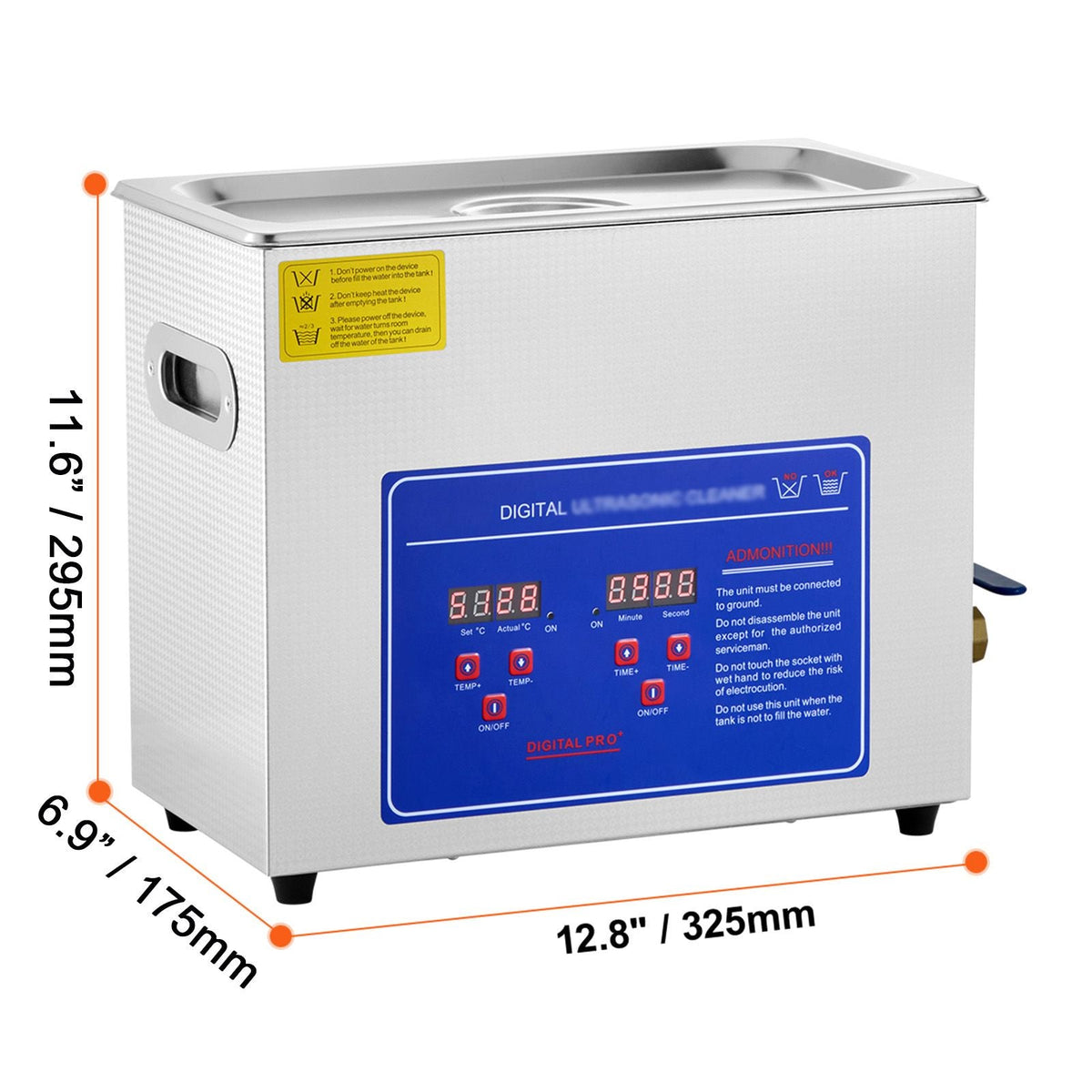 Sonic Cleaner with Digital Timer & Heater, Professional Ultra Sonic Jewelry Cleaner, Stainless Steel Heated Cleaning Machine for Glasses Watch Rings Small Parts Circuit Board (6L)
