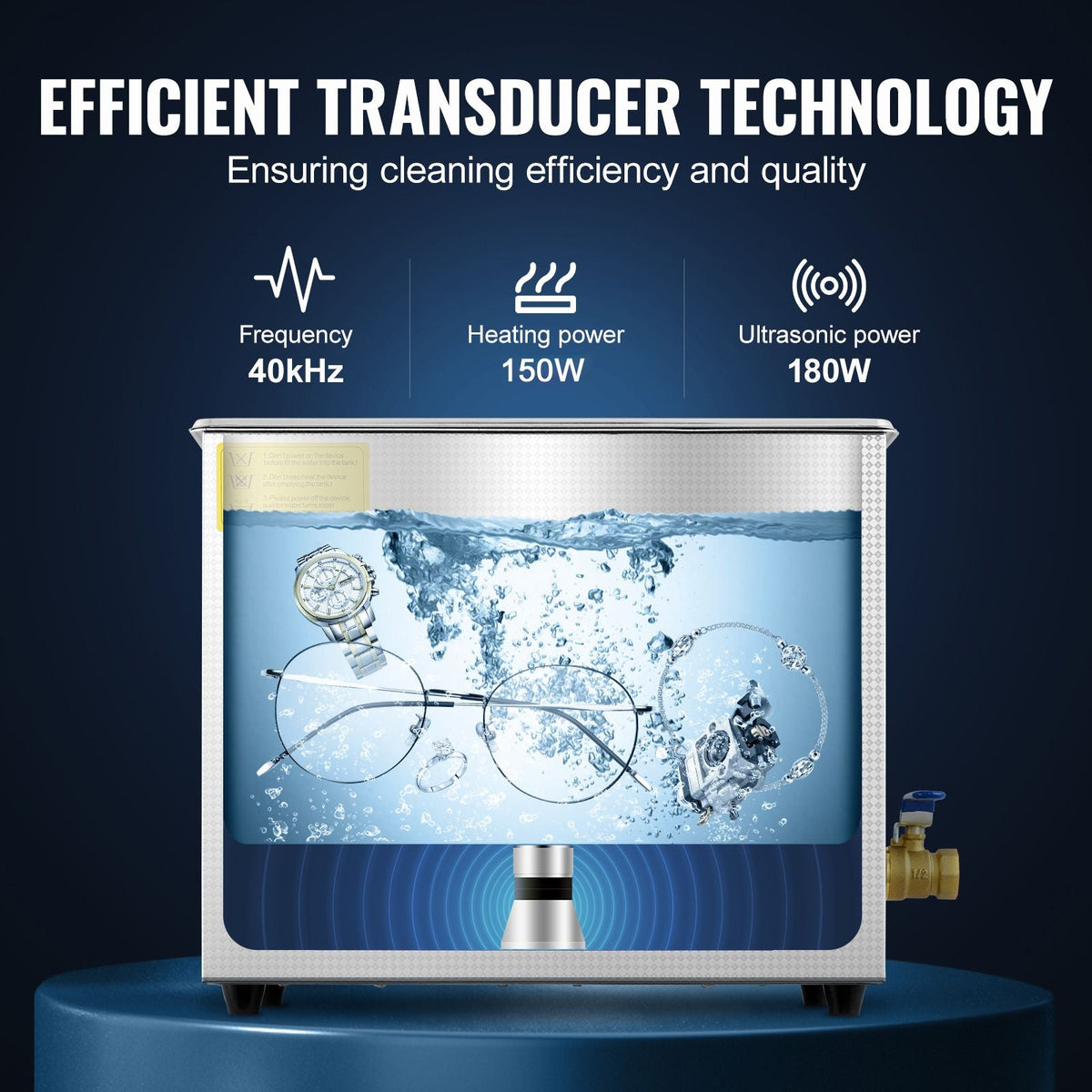 Sonic Cleaner with Digital Timer & Heater, Professional Ultra Sonic Jewelry Cleaner, Stainless Steel Heated Cleaning Machine for Glasses Watch Rings Small Parts Circuit Board (6L)