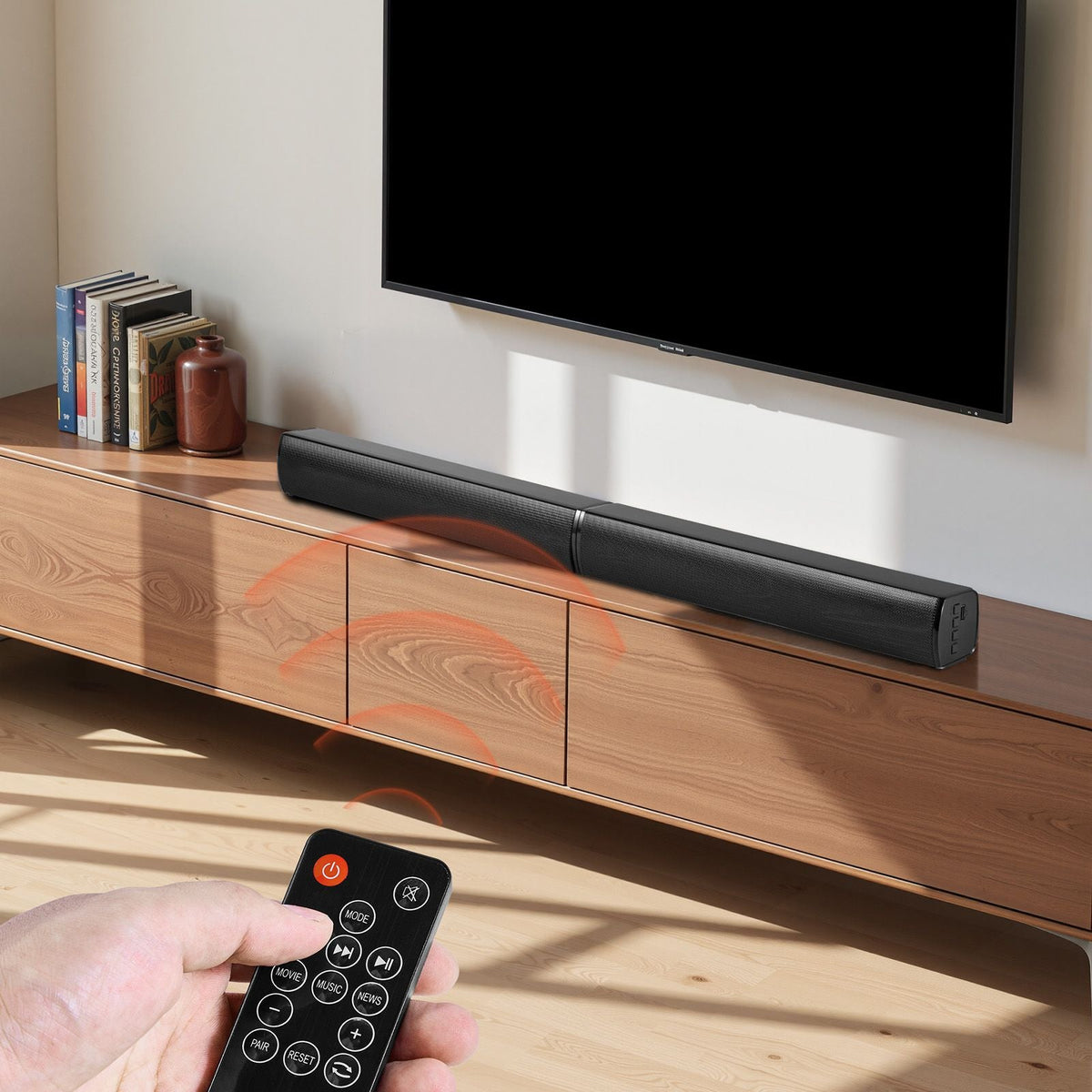 Sound Bar for Smart TV, 2.0 Channel, 32-Inch 2 in 1 Detachable Soundbar TV Speakers, with Bluetooth HDMI AUX USB Connection, Remote Control, 80W Surround Sound System, for Home Theater Audio