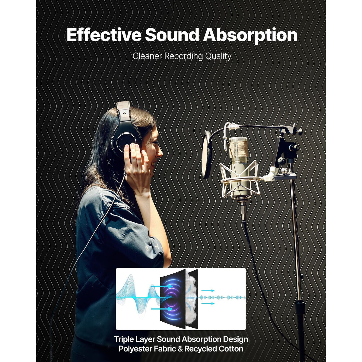 Sound Dampening Blankets, Soundproof Curtains with 80 x 48 in, Soundproof Blanket with Grommets, Studio Grommeted Blanket, for Window, Door, Light Blocker, Music Recording, Black