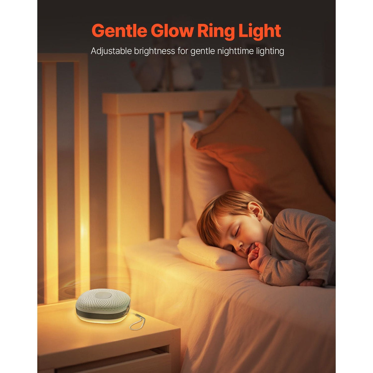 Sound Machine, 21 Soothing Sleep Sounds, 3-in-1 Portable and Hangable White Noise Sound Machine with Auto-Off Timer, Soft Ring Light and Memory Function, for Baby, Adults, Home, Office & Travel