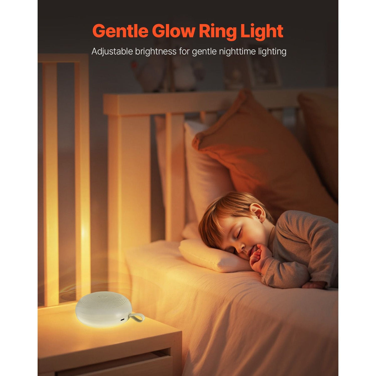 Sound Machine, 30 Soothing Sleep Sounds, 3-in-1 Portable and Hangable White Noise Sound Machine with Auto-Off Timer, Soft Ring Light and Memory Function, for Baby, Adults, Home, Office & Travel