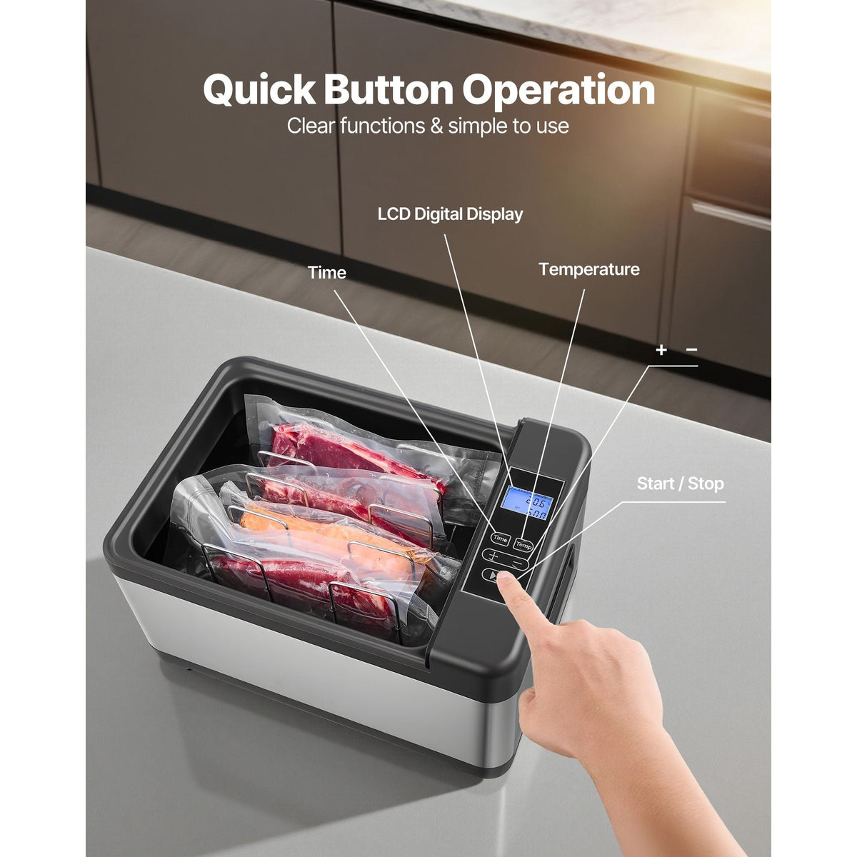 Sous Vide Cooker, 800W Sous-Vide Machine, Suveed Cooking Machine with LED Digital Display, Glass Lid, Precise Temperature & Timer Control, for Family & Friends, All-in-One Sous Vide Pot