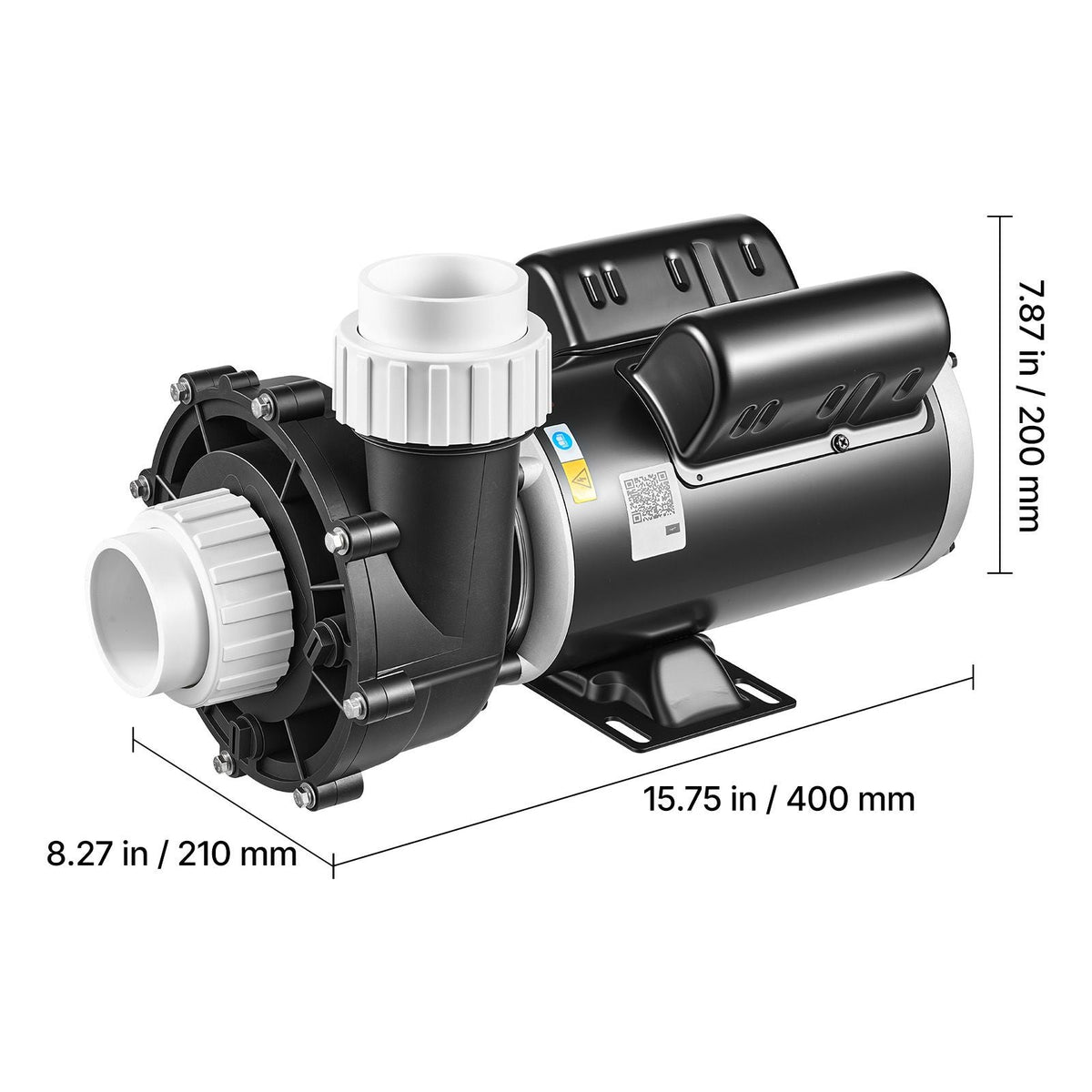 SPA Pump 2.5HP Hot Tub Pump 2 Speed 48 Frame with 1.5" & 2" Port, 230V, 175 GPM High Speed & 66 GPM Low Speed, 90° Rotational Interface, SPA Bath Water Circulation, Compatible with OEM Models