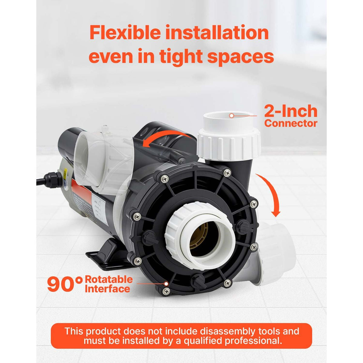 SPA Pump, 3 HP, 2-Speed Hot Tub Pump with 2-Inch Intake, 190.2 GPM High 84.5 GPM Low Speed, 230V 60Hz, 48 Frame, for (Jacuzzi) Sundance #6500-343/ #6500-347/ # 6500-355/ #6500-359/ #6500-094