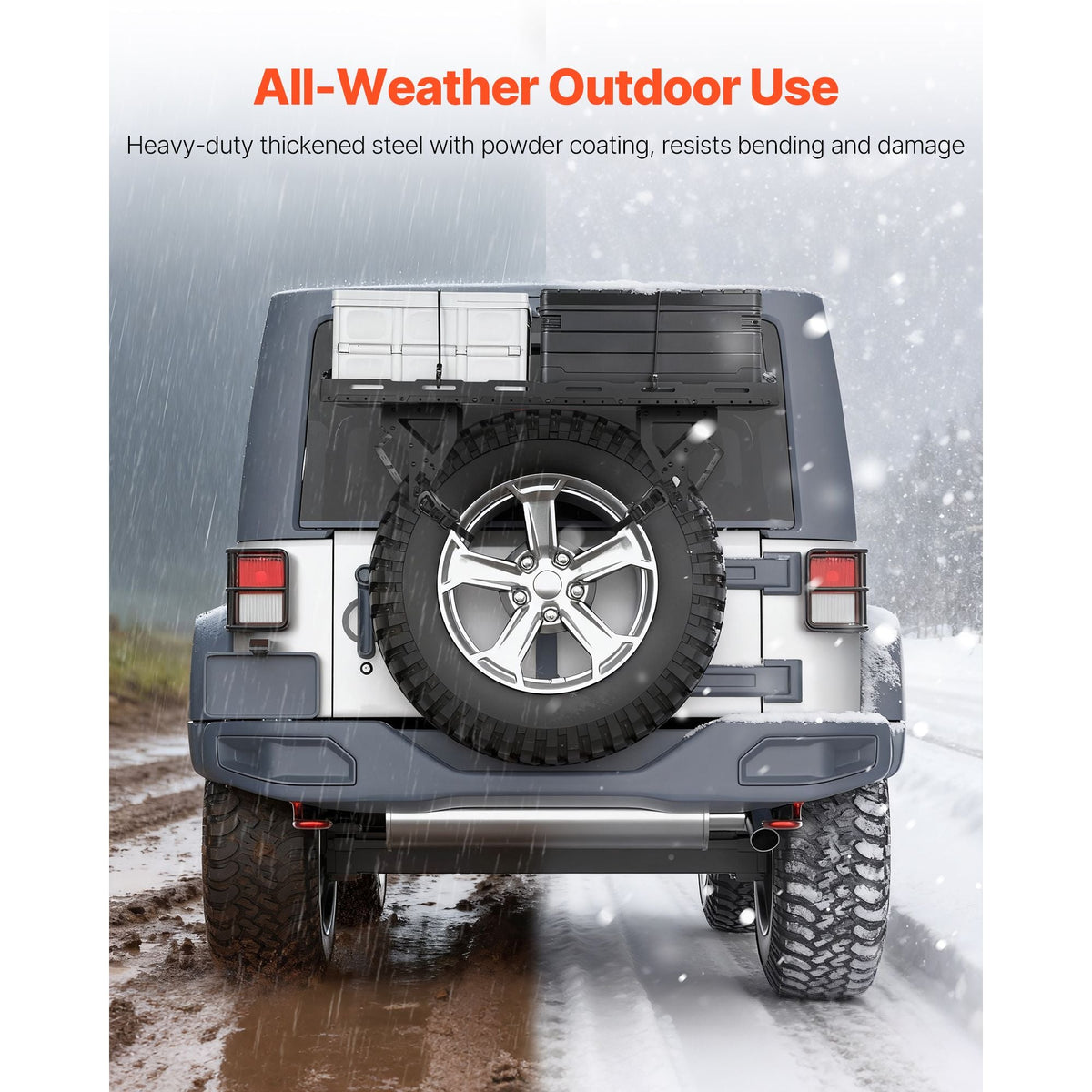 Spare Tire Cargo Basket, for 30-40 Inch Tires, Fit for 1976-2024 Jeep Wrangler JK JL TJ YJ CJ, 80 lbs Load Capacity, Utility Cargo Basket Rack Storage Tray Replacement, No-Drill Installation