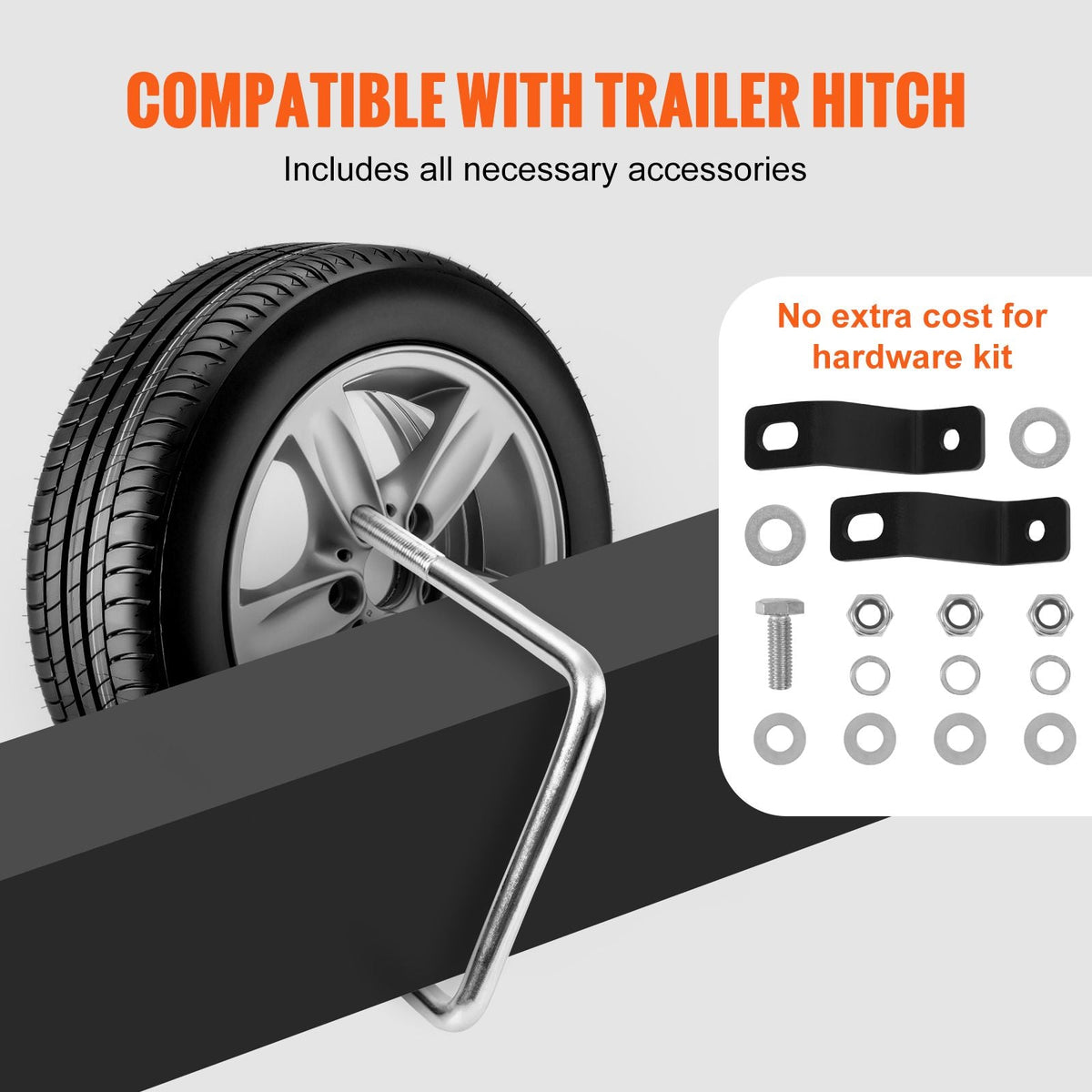 Spare Tire Carrier, U-Bolt Zinc Plated Spare Tire Mount Bracket Side Mount with Lock, 160 lbs Capacity, 4 & 5 Lugs Wheels on 4", 4.5", 5" Bolt Patterns, for Trailer Tongue, Marine Trailer
