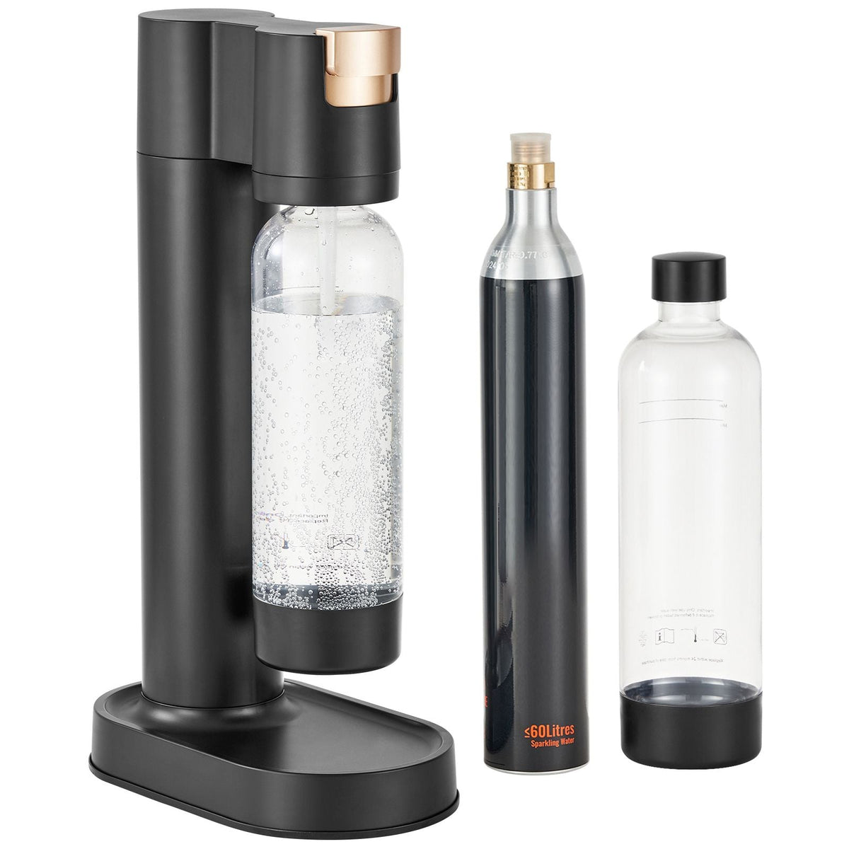 Sparkling Water Maker, Soda Maker Machine for Home Carbonating, Seltzer Water Starter Kit with 2 BPA-free 1L PET Bottles, CO2 Cylinder, Compatible with Mainstream Screw-in 60L CO2 Cylinder