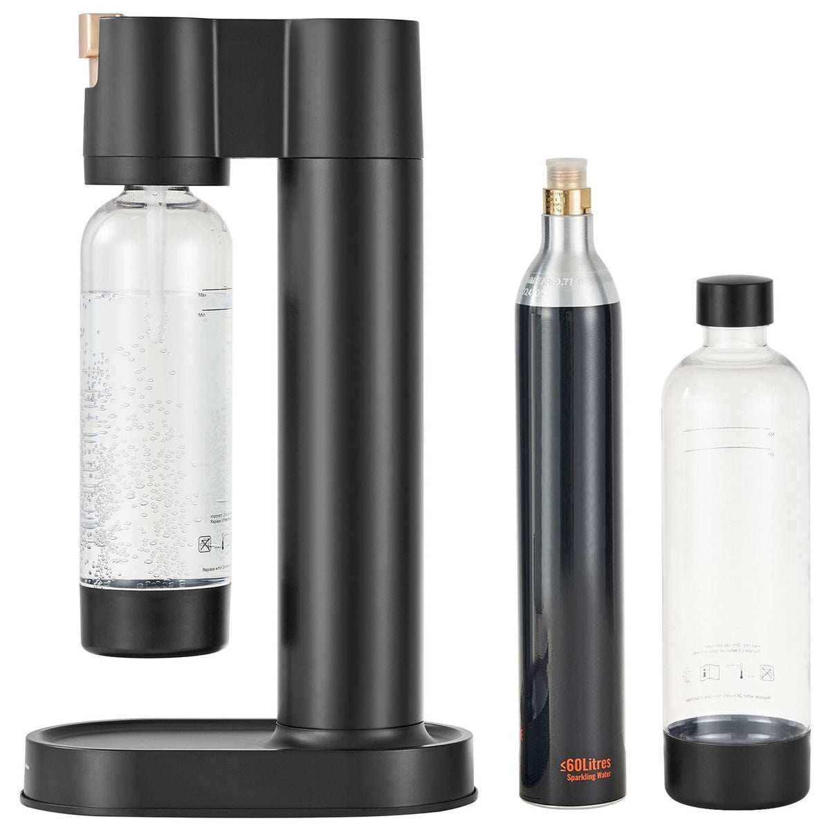 Sparkling Water Maker, Soda Maker Machine for Home Carbonating, Seltzer Water Starter Kit with 2 BPA-free 1L PET Bottles, CO2 Cylinder, Compatible with Mainstream Screw-in 60L CO2 Cylinder