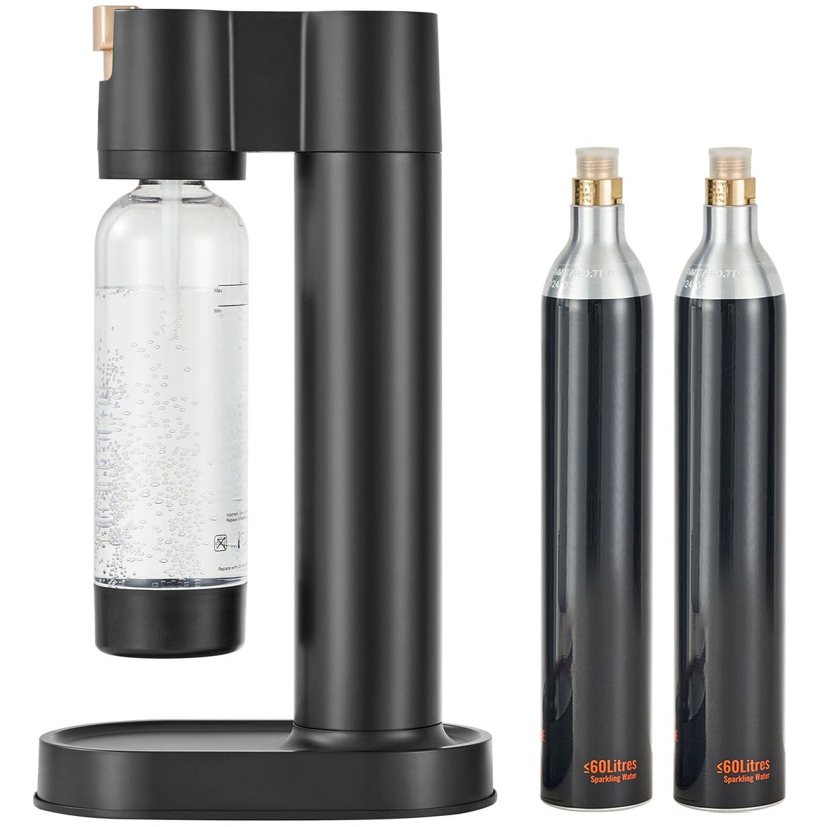 Sparkling Water Maker, Soda Maker Machine for Home Carbonating, Seltzer Water Starter Kit with BPA-free 1L PET Bottle, 2 CO2 Cylinders, Compatible with Mainstream Screw-in 60L CO2 Cylinder