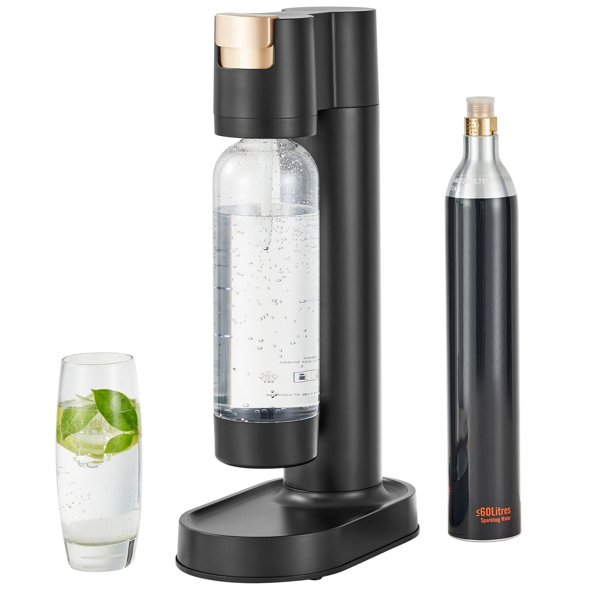 Sparkling Water Maker, Soda Maker Machine for Home Carbonating, Seltzer Water Starter Kit with BPA-free 1L PET Bottle, CO2 Cylinder, Compatible with Mainstream Screw-in 60L CO2 Cylinder