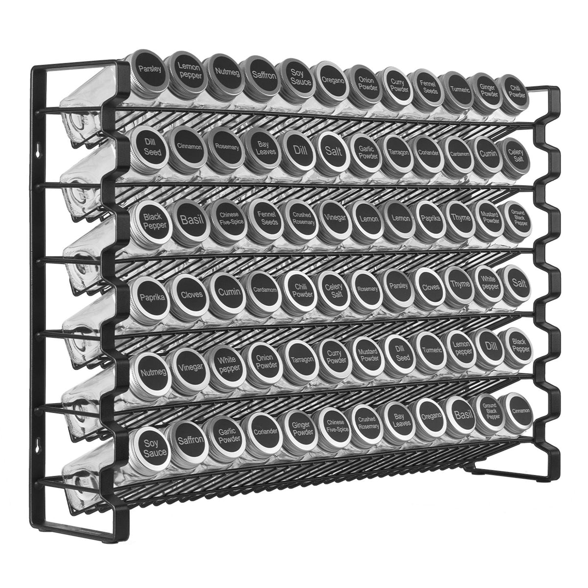 Spice Rack Organizer for Cabinet, Spice Organizer with 72 Empty Spice Jars, Lids, Spice Labels, and Funnel Complete Set, Seasoning Organizer for Countertop, Kitchen, Pantry, Cupboard, 23x16 in
