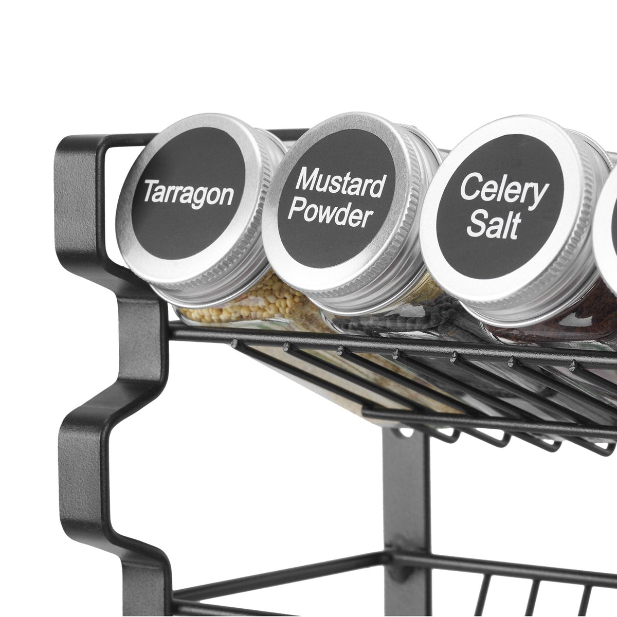 Spice Rack Organizer for Cabinet, Spice Organizer with 72 Empty Spice Jars, Lids, Spice Labels, and Funnel Complete Set, Seasoning Organizer for Countertop, Kitchen, Pantry, Cupboard, 23x16 in