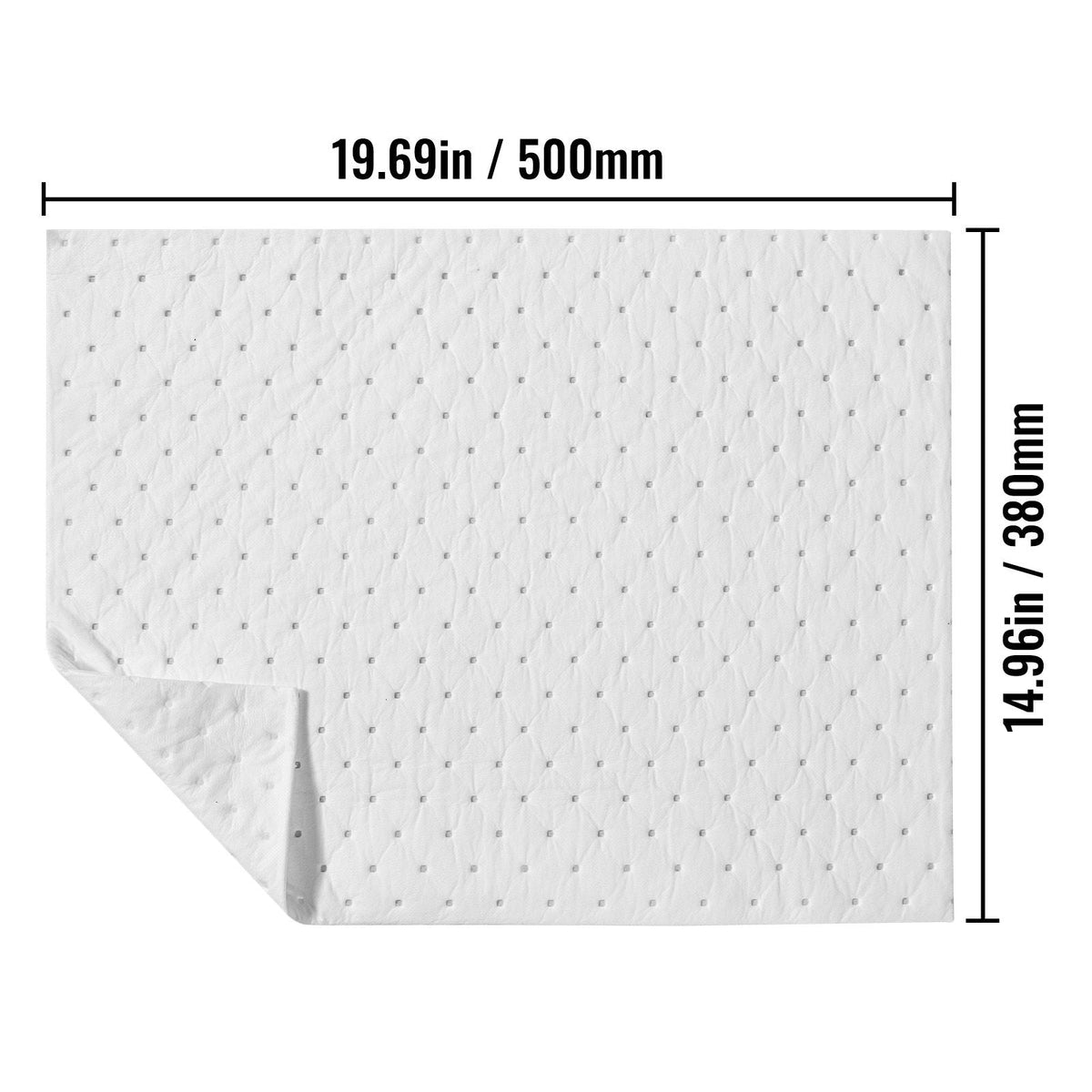 Spill Absorbent Pads, Oil Absorbing Mat Absorbs up 20 Gal, 15" L x20" W Polypropylene Absorbent Pad for Oil Only, Oil Spill Mats Pack of 100