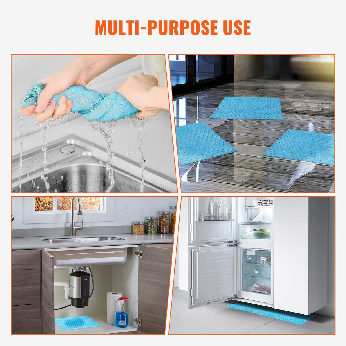Spill Absorbent Pads, Water Absorbing Mat Pad in Dispenser Box, 6 Gal Capacity, 15" L x19" W Polypropylene Absorbent Pad for Water, 30 pcs per Box