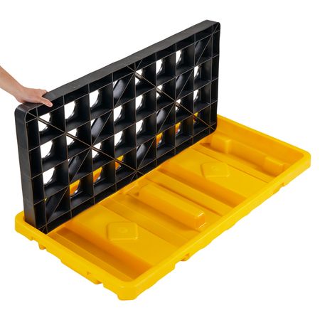 Spill Containment Pallet, 2 Drum Low Profile Spill Containment Modular Platform, 21 Gallon Sump, 4409 lbs Load Capacity, Heavy-Duty Polyethylene Tray with Drain, 51.8" x 26.8" x 5.9", Yellow