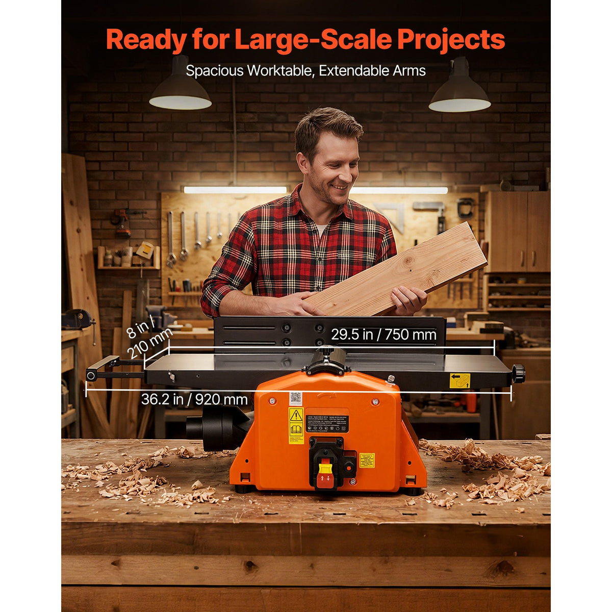 Spiral Benchtop Jointer, 8 Inch, 2 HP 8500 RPM Bench Top Wood Jointer, with 18-Blade Spiral Cutterhead, Extendable Cast Aluminum Table, Up to 1/8 in Depth, Adjustable Fence, for Woodworking DIY