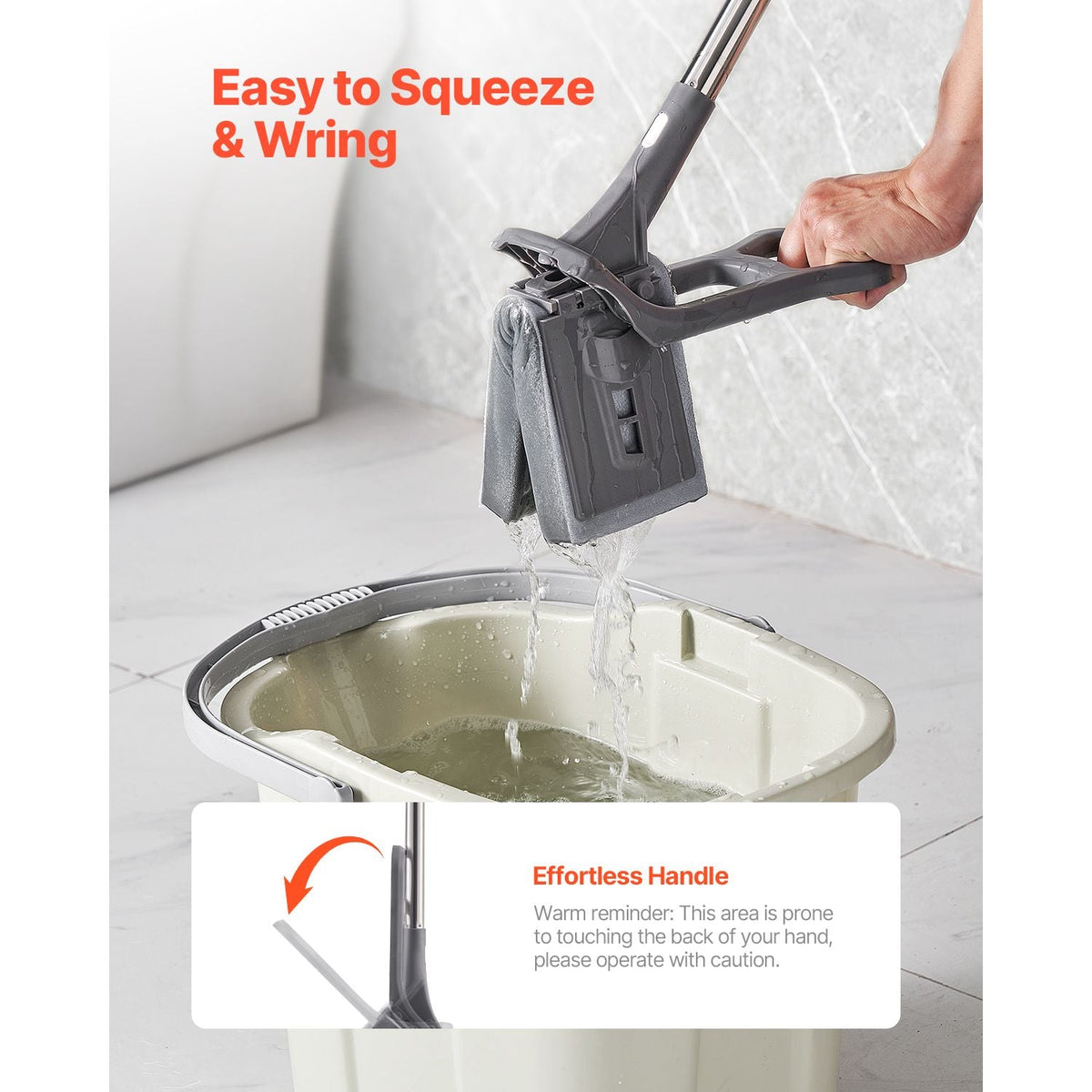 Sponge Mop, High-Density PU Sponge Mop with 1 Pcs Sponge Mop Replacement , Easy to Squeeze Sponge Mop with Hook & Loop for Head Change, Fit for Various Floors' Cleaning