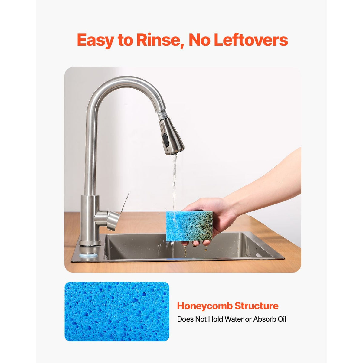Sponges, 12 Pcs Durable Natural Kitchen Sponges with Cellulose & Scrub Pad, Easy-to-Rinse Cleaning Sponges with Honeycomb Structure & Quick Water Absorption, Fit for Home Cleaning