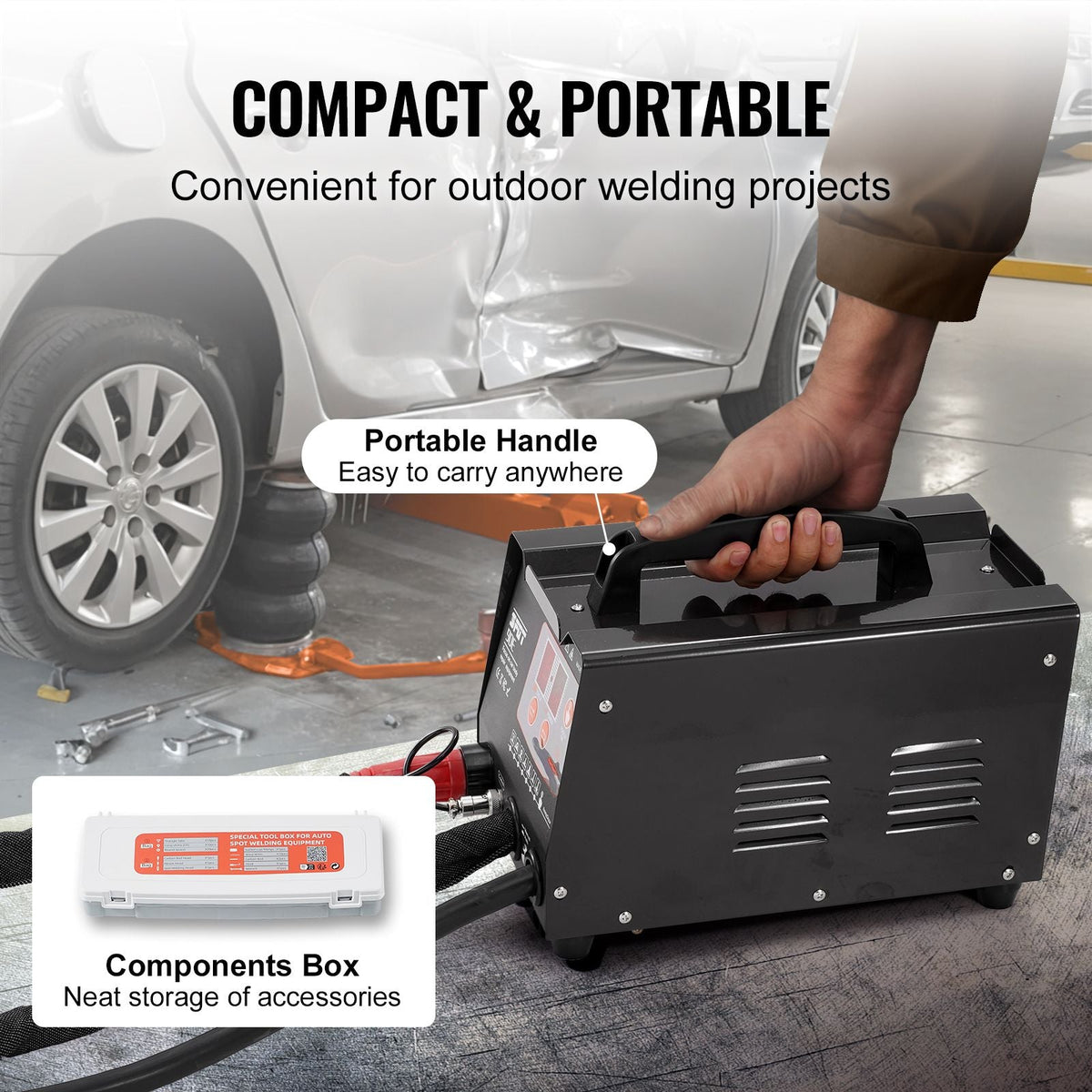 Spot Welder Dent Puller, 3KW Stud Welder Dent Repair Kit with 2 Welding Guns, Auto/Manual Welding & 7 Modes, 110V Auto Body Spot Welding Dent Repair Machine for Car, Truck Dent Repair