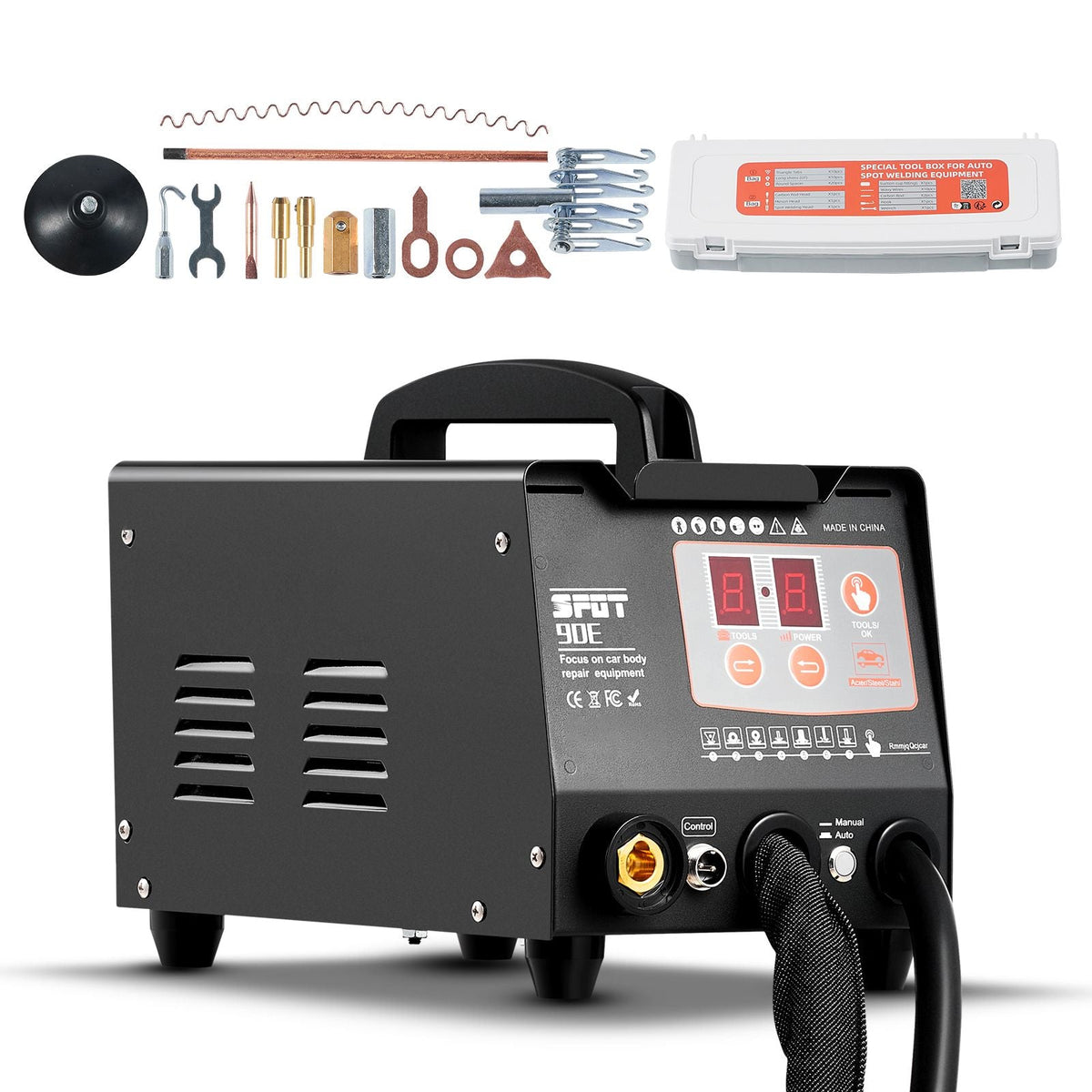 Spot Welder Dent Puller, 3KW Stud Welder Dent Repair Kit with 2 Welding Guns, Auto/Manual Welding & 7 Modes, 110V Auto Body Spot Welding Dent Repair Machine for Car, Truck Dent Repair