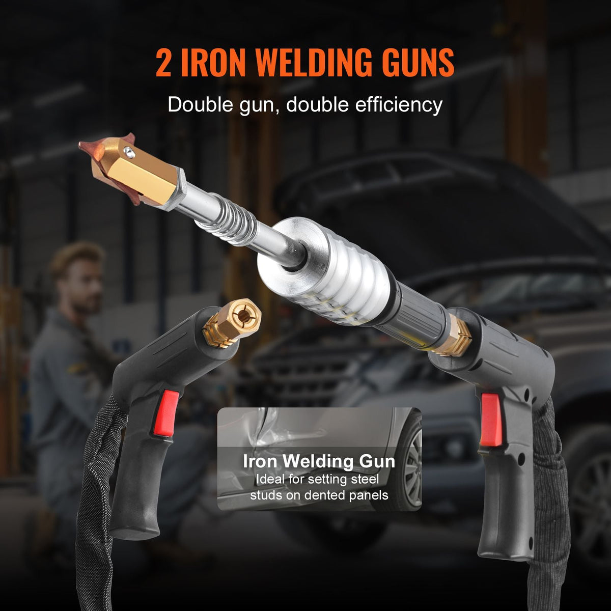 Spot Welder Dent Puller, 3KW Stud Welder Dent Repair Kit with 2 Welding Guns, Auto/Manual Welding & 7 Modes, 110V Auto Body Spot Welding Dent Repair Machine for Car, Truck Dent Repair