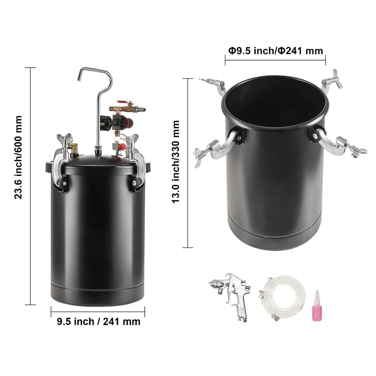 Spray Paint Pressure Pot, 15L/3.75gal Pressure Pot Tank, 60 psi Adjustale Pressure, Steel Pressure Pot Paint Tank with Spray Gun, Hoses, Pressure Gauge, for Home Decor and Industry Painting