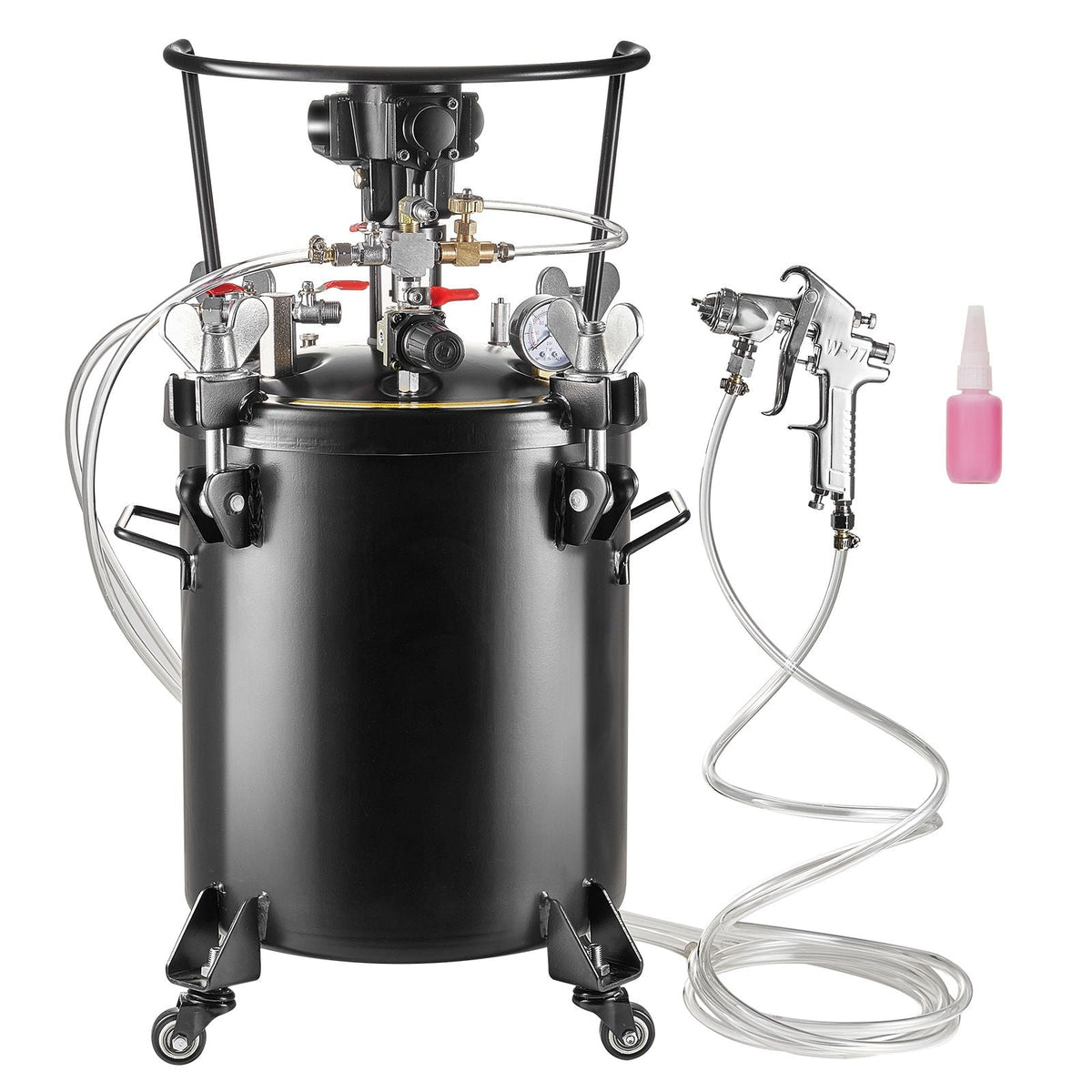 Spray Paint Pressure Pot, 30 L/7.5 gal Fully Automatic Stirring Pressure Pot Tank, 70 psi Adjustale Pressure, Pressure Pot Paint Tank with Spray Gun and Hoses, for Home Decor Industry Painting