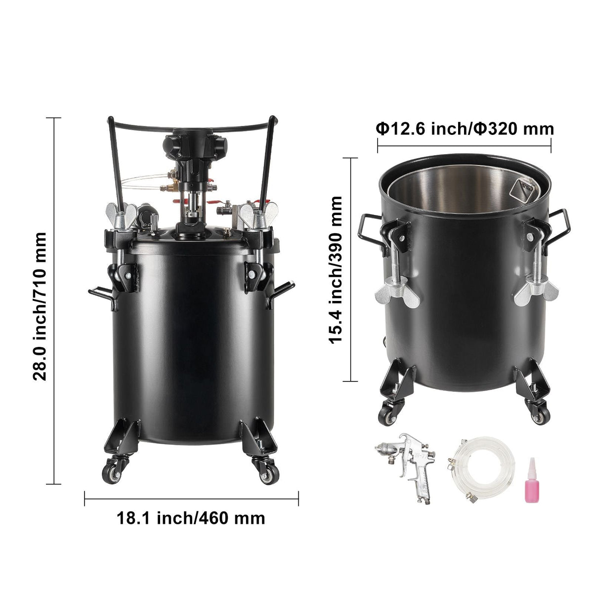 Spray Paint Pressure Pot, 30 L/7.5 gal Fully Automatic Stirring Pressure Pot Tank, 70 psi Adjustale Pressure, Pressure Pot Paint Tank with Spray Gun and Hoses, for Home Decor Industry Painting