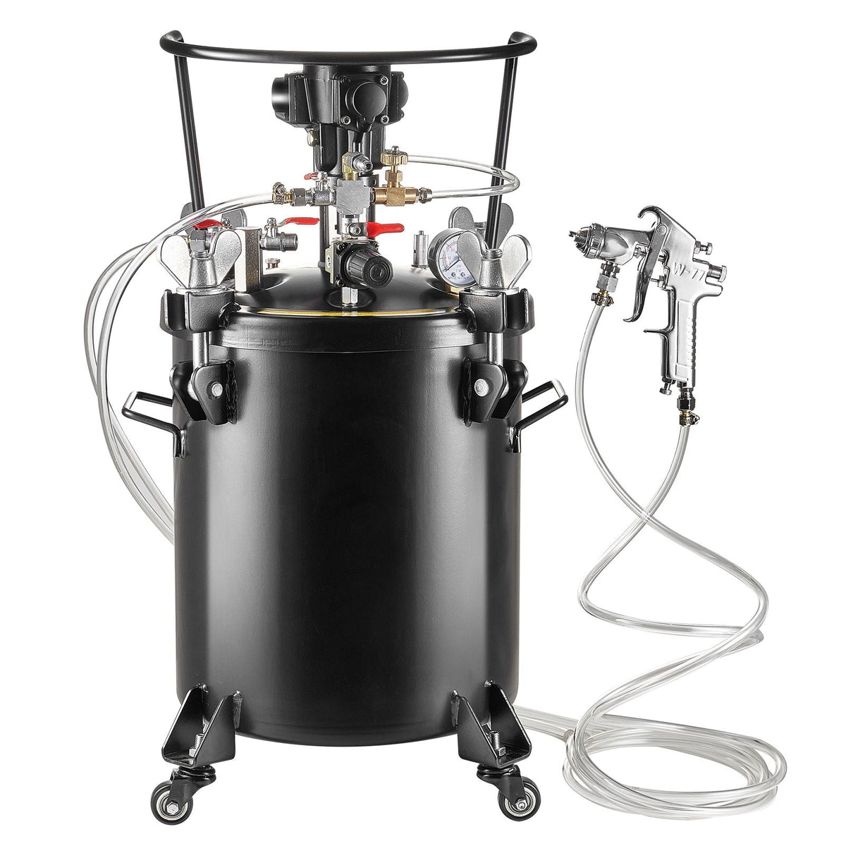 Spray Paint Pressure Pot, 30 L/7.5 gal Fully Automatic Stirring Pressure Pot Tank, 70 psi Adjustale Pressure, Pressure Pot Paint Tank with Spray Gun and Hoses, for Home Decor Industry Painting