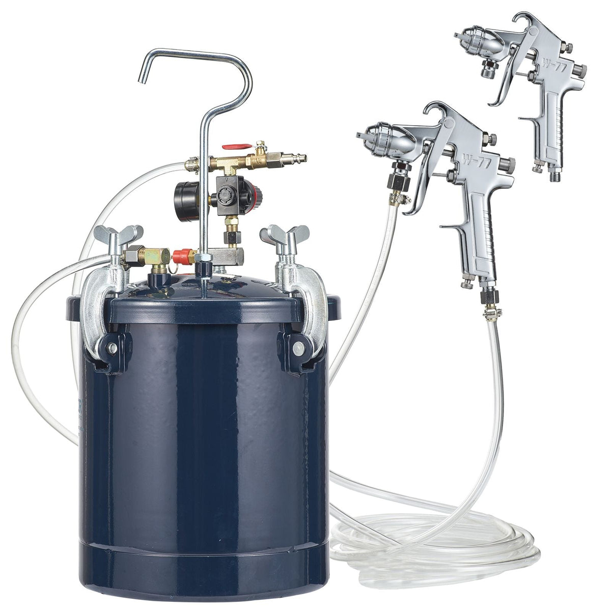 Spray Paint Pressure Pot Tank, 10L/2.5gal Air Paint Pressure Pot, 1.5mm+4mm Two Nozzles Two Spray Paint Guns, 60PSI Max, for Industry Home Decor Architecture Construction Automotive Painting