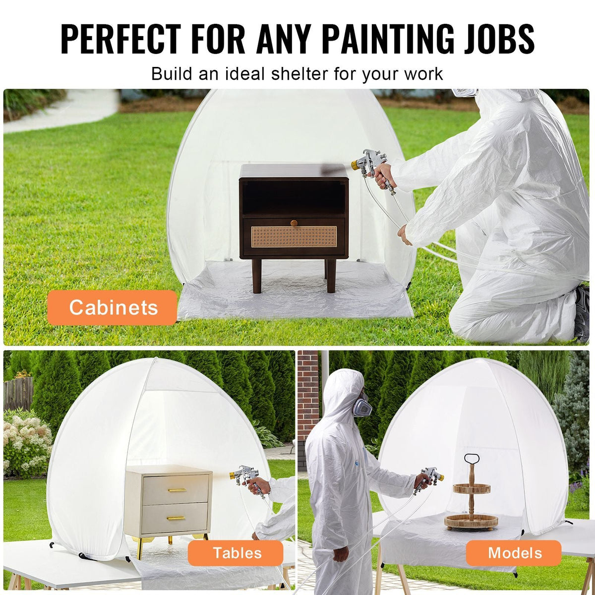 Spray Paint Shelter, 40 x 35 x 40 in Pop-Up Portable Spray Paint Tent with Built-In Floor, Exhaust Window and Storage Bag, Foldable Paint Booth for Furniture, DIY Hobby Tool Painting Station