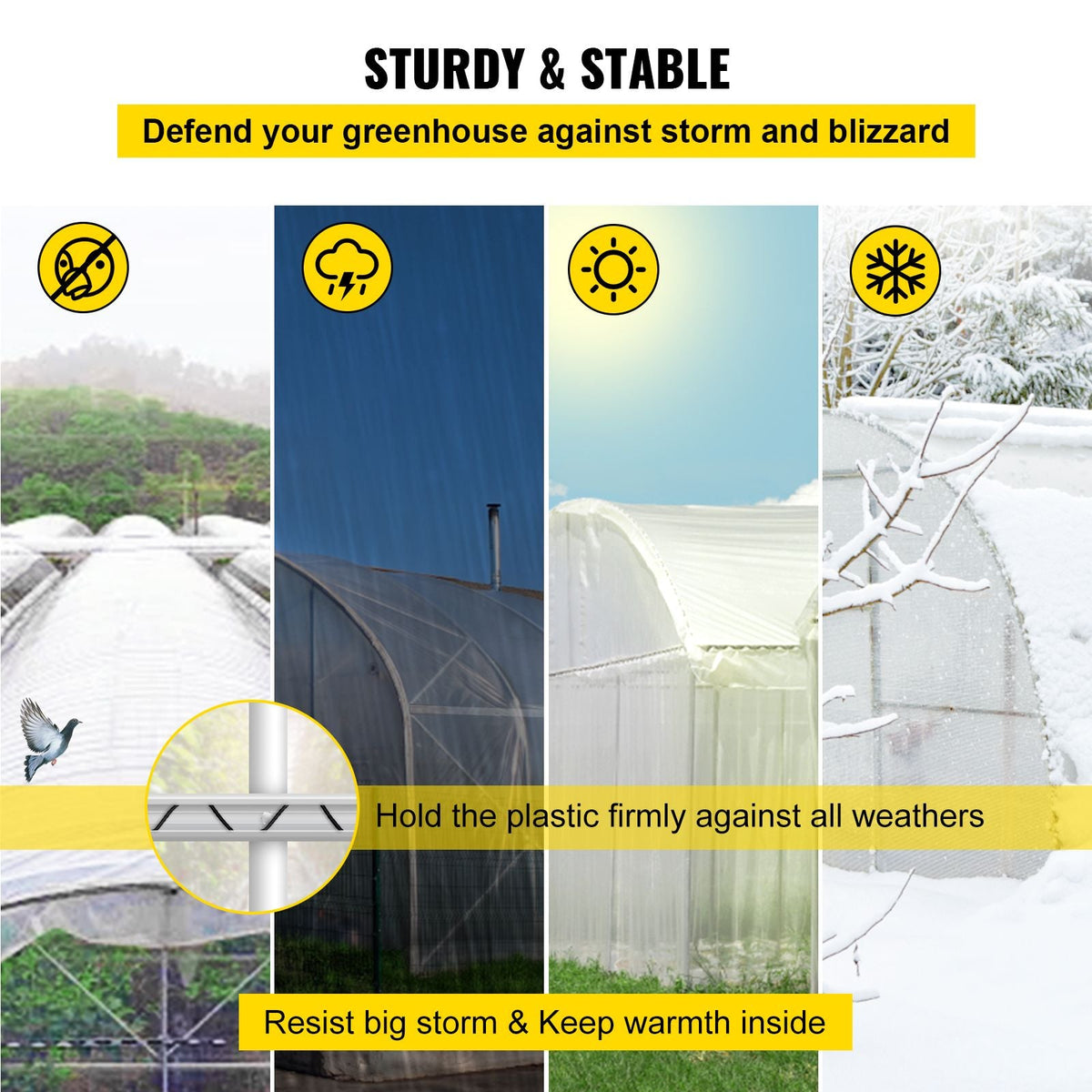 Spring Wire and Lock Channel, 6.56ft Spring Lock & U-Channel Bundle for Greenhouse, 40 Packs PE Coated Spring Wire & Aluminum Alloy Channel,Plastic Poly Film or Shade Cloth Attachment with Screw