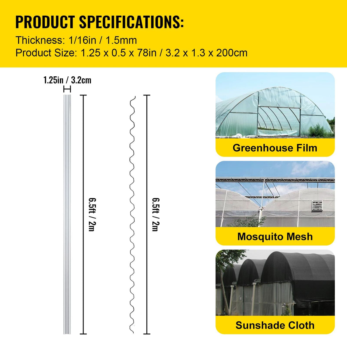 Spring Wire and Lock Channel,6.56ft Spring Lock & U-Channel Bundle for Greenhouse, 20 Packs PE Coated Spring Wire & Aluminum Alloy Channel, Plastic Poly Film or Shade Cloth Attachment with Screw