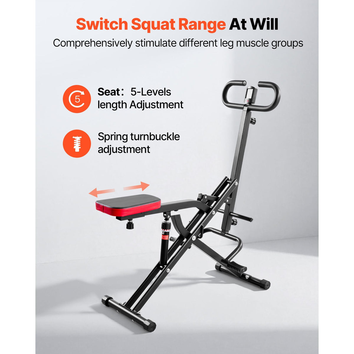 Squat Machine, Deep Squat Rowing Machine for Home, Easy Setup & Foldable Exercise Equipment, Glute Trainer Machine with 12-Gear Adjustable Resistance, Glutes & Leg Home Workout Machine, Black