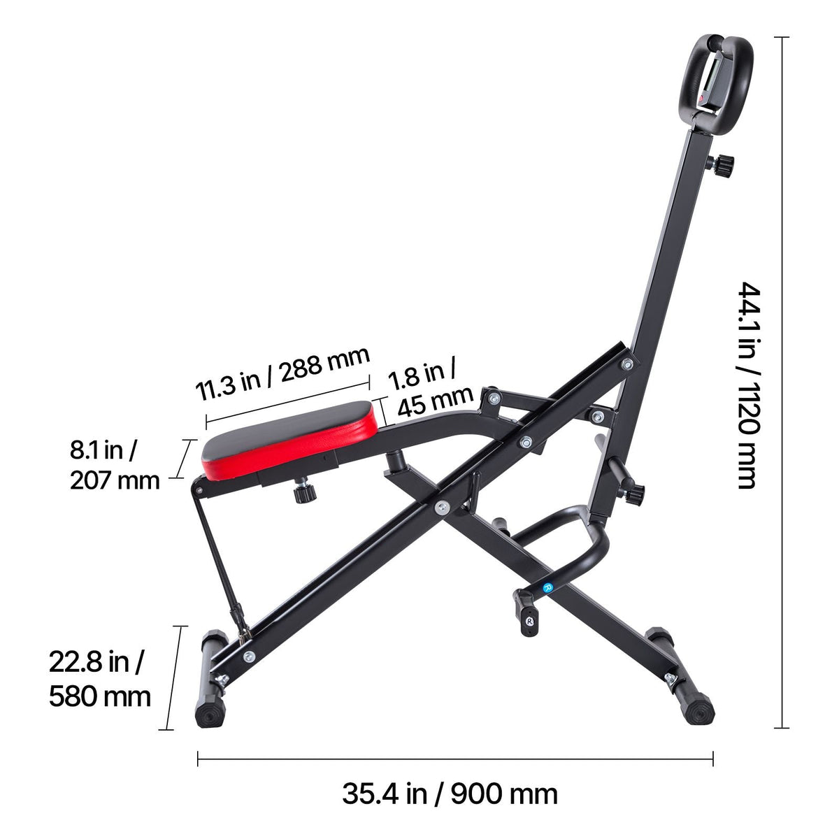 Squat Machine, Deep Squat Rowing Machine for Home, Easy Setup & Foldable Exercise Equipment, Glute Trainer Machine with 2 High-Strength Resistance Bands, Glutes & Leg Home Workout Machine, Black